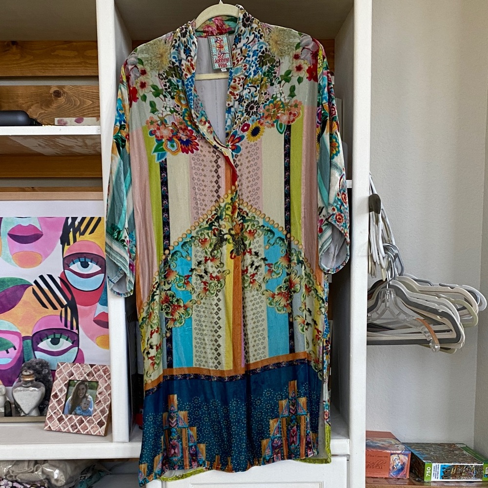 Johnny Was Multicolor Floral Kimono